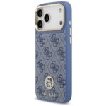 Guess 4G Strass Logo & Big Strap Metal Buttons MagSafe Case for iPhone 17 Pro Max blue - imagine 2