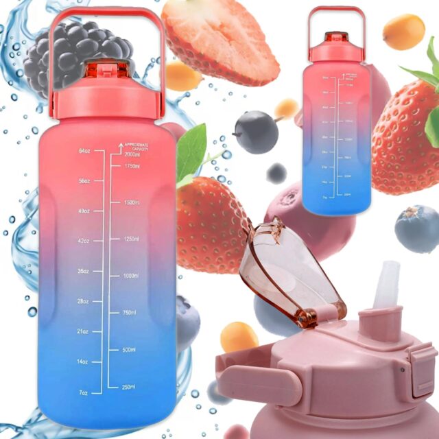 Extralink | Motivational Bottle | Water Bottle, 2000ml, Red-Blue, BUT-994 - imagine 2