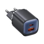 USAMS Lad. network. CC254 30W GaNUSB-C/USB-A Fast Charging HC Series black CC254TC01