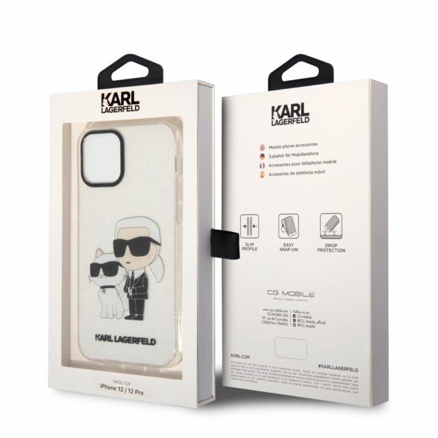 Karl Lagerfeld KLHCP12MHNKCTGT iPhone 12/12 Pro 6,1" transparent hardcase Gliter Karl&Choupette - imagine 8