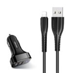 USAMS Car Charger 2xUSB C13 2.1A Lightning black NTU35LC13TZ