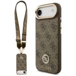 Guess 4G Strass Logo & Big Strap Metal Buttons MagSafe Case for iPhone Air Brown
