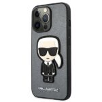 Karl Lagerfeld KLHCP13XOKPG iPhone 13 Pro Max 6,7" silver hardcase Saffiano Ikonik Karl`s Pat - imagine 2