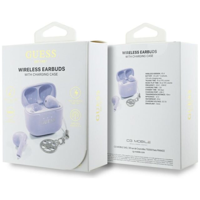 TWS headphones Guess Glossy Effect Printed Classic Logo & Charm lavender - imagine 6