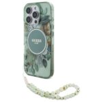 Guess GUHMP16XHFWBRCESN iPhone 16 Pro Max 6.9" green hardcase IML Flowers With Pearl Strap Ma