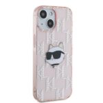 Karl Lagerfeld KLHCP15SHKLPCHP iPhone 15 / 14 / 13 6.1" pink hardcase IML Choupette Head & Mon - imagine 4