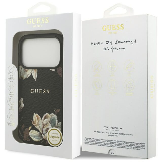 Guess Grained Flowers Classic Logo MagSafe case for iPhone 17 Pro black - imagine 8