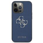 Guess GUHCP13LSA4GSBL iPhone 13 Pro / 13 6,1" blue hardcase Saffiano 4G Metal Logo - imagine 3