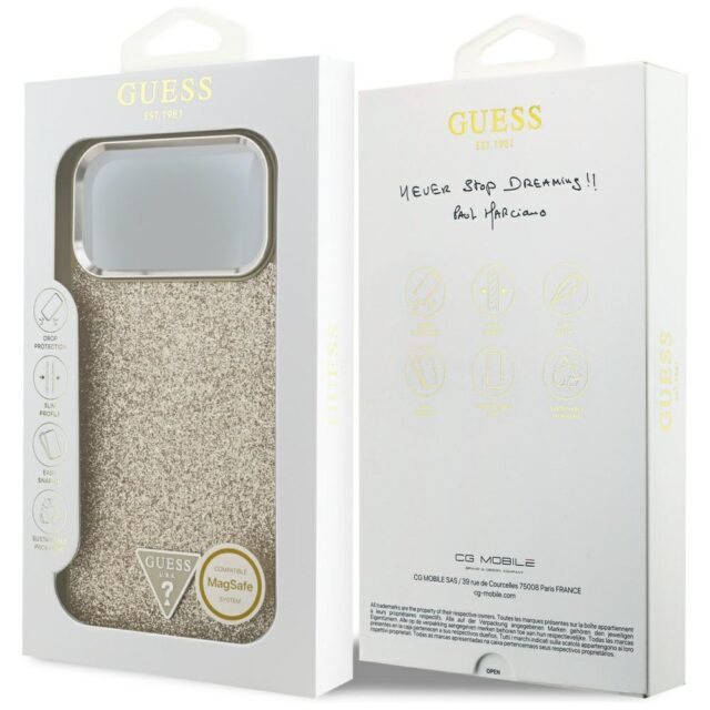 Guess Glitter Triangle Logo MagSafe case for iPhone 17 Pro Max gold - imagine 8