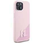 Case Karl Lagerfeld Silicone Shadow Metal Initial MagSafe for iPhone 15 pink - imagine 4