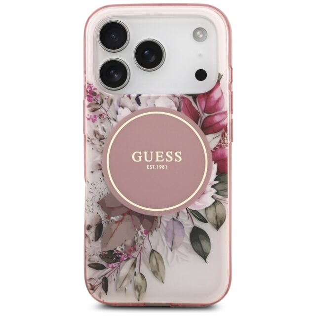 Guess IML Flower & Tonal Circle MagSafe Case for iPhone 17 Pro Pink - imagine 3