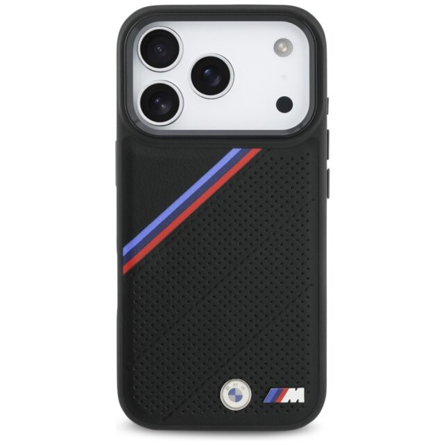 BMW M Tricolor Metal Logo MagSafe Case for iPhone 17 Pro Black - imagine 3