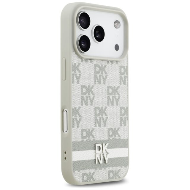 Case DKNY Checkered with Printed Stripes for iPhone 17 Pro beiige - imagine 4