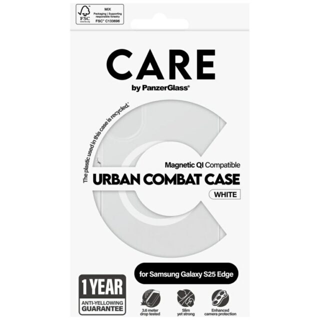 Case CARE by PanzerGlass Flagship Urban  Combat White QI for Samsung Galaxy S25 Edge transparent - imagine 4
