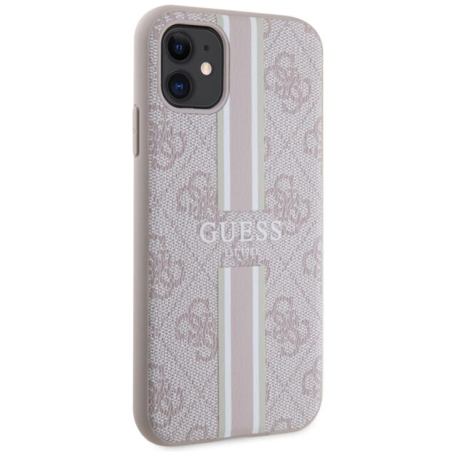 Guess GUHMN61P4RPSP iPhone 11 / Xr pink hardcase 4G Printed Stripes MagSafe - imagine 4
