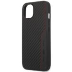 AMG AMHCP13MDEBK iPhone 13 / 14 / 15 6.1" black hardcase with Leather & Carbon and Red Stitching - imagine 6