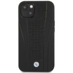 Case BMW BMHCP13MRPSLK iPhone 13 / 14 / 15 6.1" black hardcase Leather Debossed Lines - imagine 3