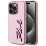 Case Karl Lagerfeld Wrinkled Metal Signature for iPhone 15 Pro Max pink