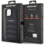 AMG AMHCP15SGSEBK iPhone 15 / 14 / 13 6.1" black hardcase with Leather Debossed Lines - imagine 8