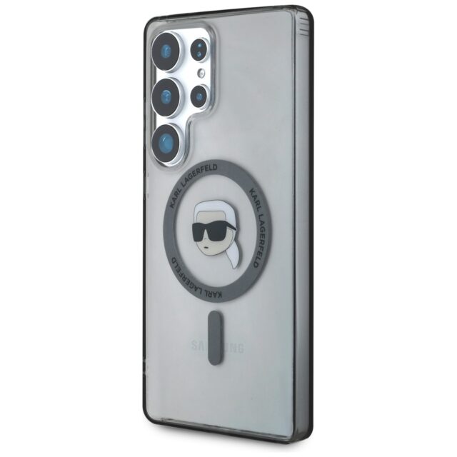 Case Karl Lagerfeld Button Karl Head Printed Logo MagSafe Samsung Galaxy S25 Ultra black - imagine 2