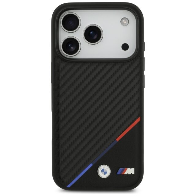 Case BMW M Carbon Tricolor Line MagSafe for iPhone 17 Pro black - imagine 3