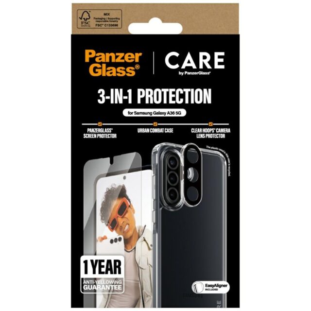 Protective set CARE by PanzerGlass Flagship 3in1 Case+Glass+Lens for Samsung Galaxy A36 5G - imagine 4