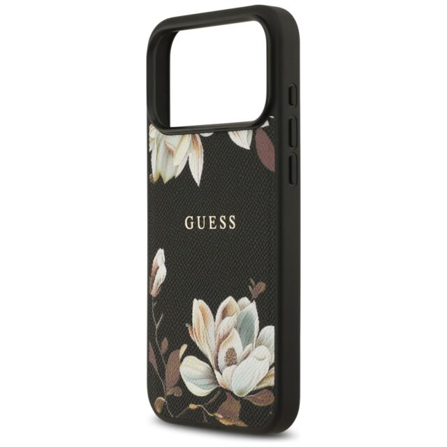 Guess Grained Flowers Classic Logo MagSafe case for iPhone 17 Pro Max black - imagine 6