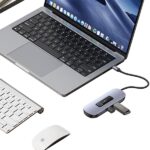 USAMS Adapter HUB 6in1 2xUSB 3.0/TF/SD/USB-C/HDMI PD100W gray/tarnish SJ642HUB01 (US-SJ642) - imagine 3