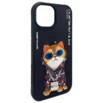 Nimmy case iPhone 15 6.1" black   Glasses Cool Cat - imagine 7