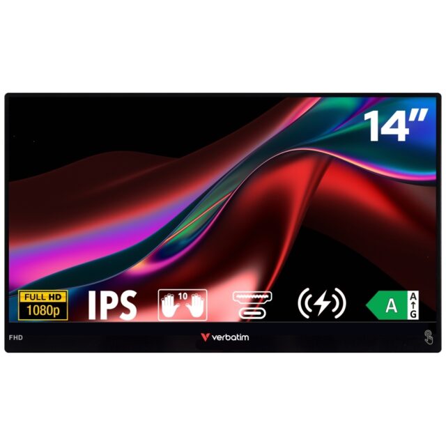 Portable Touch Monitor Verbatim LIGHT 14" FHD with 5000mAh Power Bank black 32088 - imagine 2
