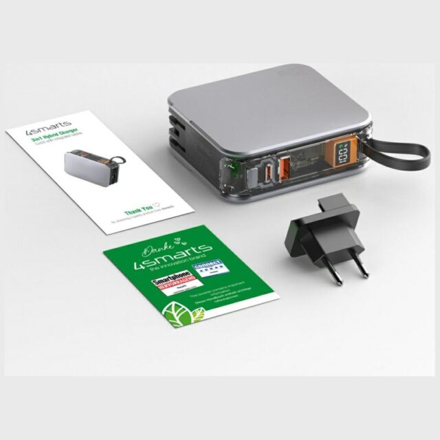 Powerbank 4smarts Lucid 3in1 Hybrid Charger 10000mAh 20W with built-in USB-C / Lightning cable silve - imagine 4