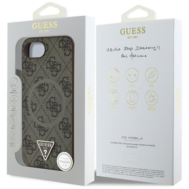 Case Guess 4G Ring Triangle Logo MagSafe for iPhone 16e brown - imagine 8