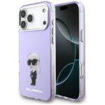 Karl Lagerfeld IML Aquarelle Karl & Choupette & Logo MagSafe Case for iPhone 17 Pro Max Purple