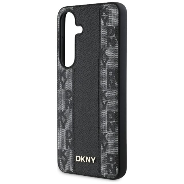 Case DKNY Leather Checkered Pattern MagSafe for Samsung Galaxy S25 black - imagine 6