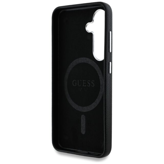 Case Guess Grained Triangle Logo MagSafe for Samsung Galaxy S25 black - imagine 7