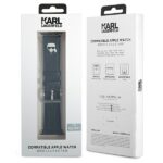 Karl Lagerfeld Pasek KLAWLOKHK Apple Watch 42/44/45mm black strap Saffiano Karl Heads - imagine 2