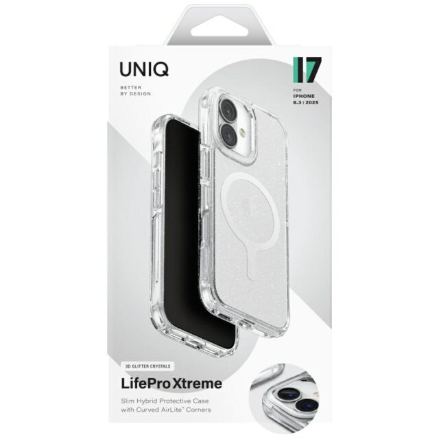 UNIQ LifePro Xtreme Case for iPhone 17 Magclick Charging Clear/Glitter - imagine 6