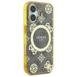 Guess GUHMP16SH4PYEEW iPhone 16 6.1" brown hardcase IML Peony On 4G Background MagSafe - imagine 4