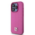 DKNY DKHMP15LPSHRPSP iPhone 15 Pro 6.1 inch pink hardcase Leather Monogram Pattern Metal Logo MagSaf - imagine 2