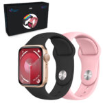 Smartband Extralink Lifestyle Smartwatch F89, Gold + Pink/Black Band
