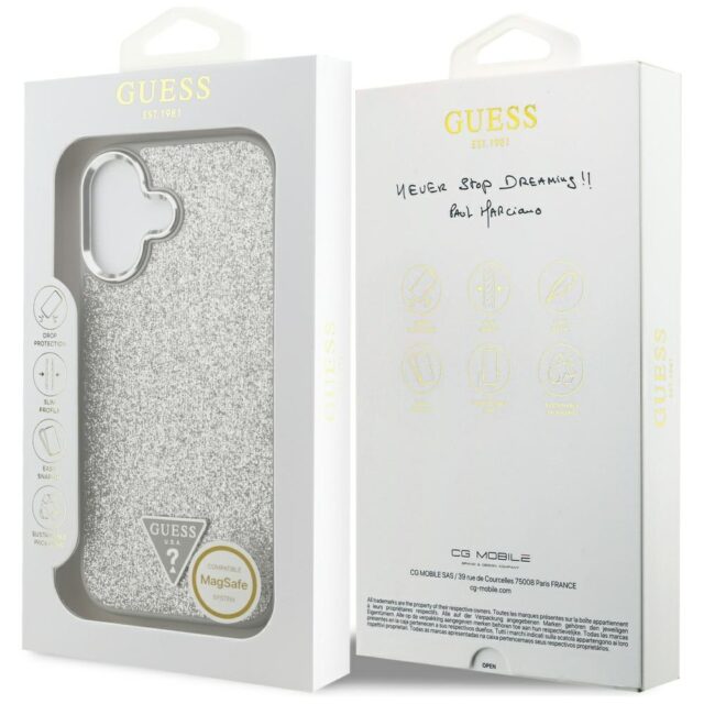 Case Guess Glitter Triangle Logo MagSafe for iPhone 17 silver - imagine 8