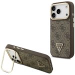 Case Guess 4G PU Triangle Logo & Stand Camera Magsafe for iPhone 17 Pro brown