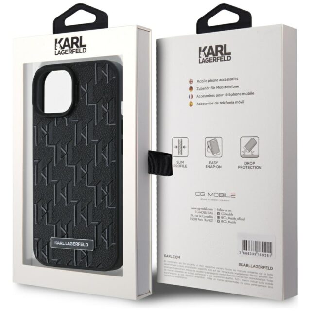 Karl Lagerfeld KLHMP15SPKHPORPK iPhone 15 / 14 / 13 6.1" hardcase black Leather Monogram Metal - imagine 8