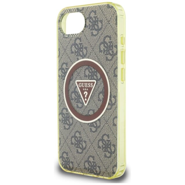 Case Guess IML Metal Glitter 4G Circle Triangle MagSafe for iPhone 16e brown - imagine 6