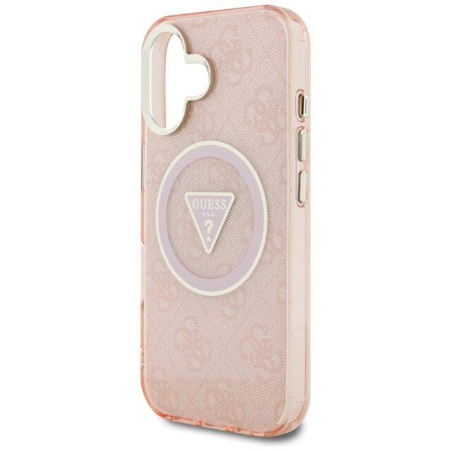 Case Guess IML Metal Glitter 4G Circle Triangle MagSafe for iPhone 16 pink - imagine 6