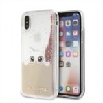 Karl Lagerfeld KLHCPXPABGNU iPhone X pink gold hard case Liquid Glitter