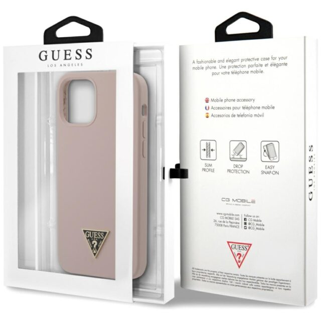 Guess GUHCP12LLSTMLP iPhone 12 Pro Max 6,7" light pink hardcase Silicone Triangle Logo - imagine 10