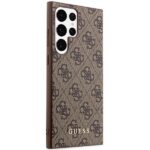 Guess GUHCS23LG4GFBR S23 Ultra S918 brown hard case 4G Metal Gold Logo - imagine 4