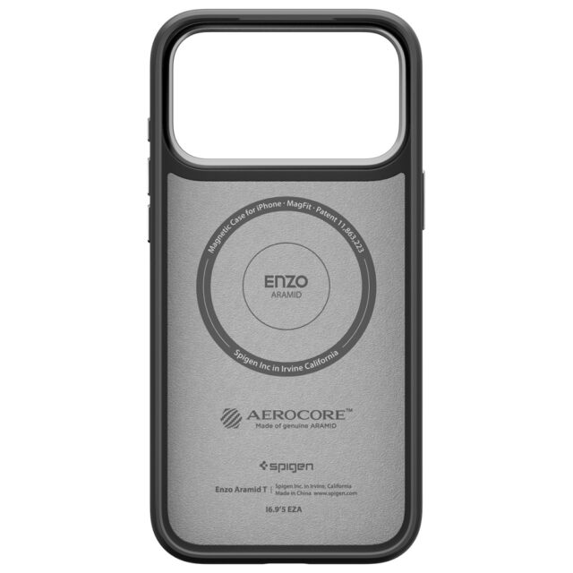 Spigen Enzo Aramid "T" Mag MagSafe Case for iPhone 17 Pro Black Silver - imagine 4