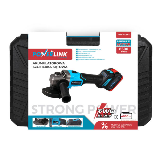 EXTRALINK POWERLINK AKUMULATOROWA SZLIFIERKA KĄTOWA AG803 Z RĄCZKA 8500RPM 2X4AH PWL-AG803 - imagine 7